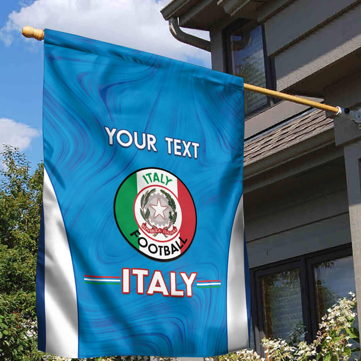 Custom Italy Football Garden Flag 2024 Gli Azzurri Marble Pattern - Wonder Print Shop