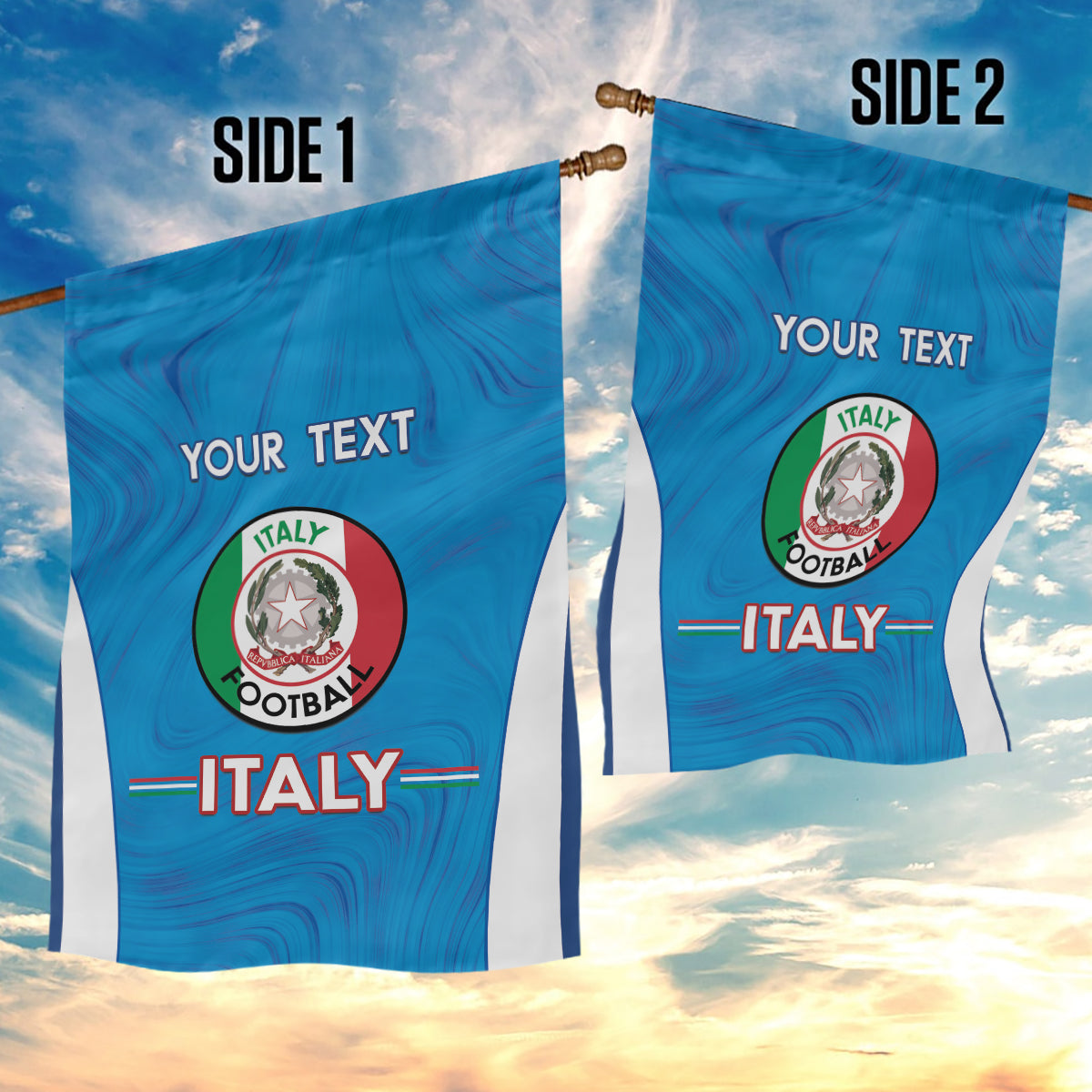 Custom Italy Football Garden Flag 2024 Gli Azzurri Marble Pattern - Wonder Print Shop