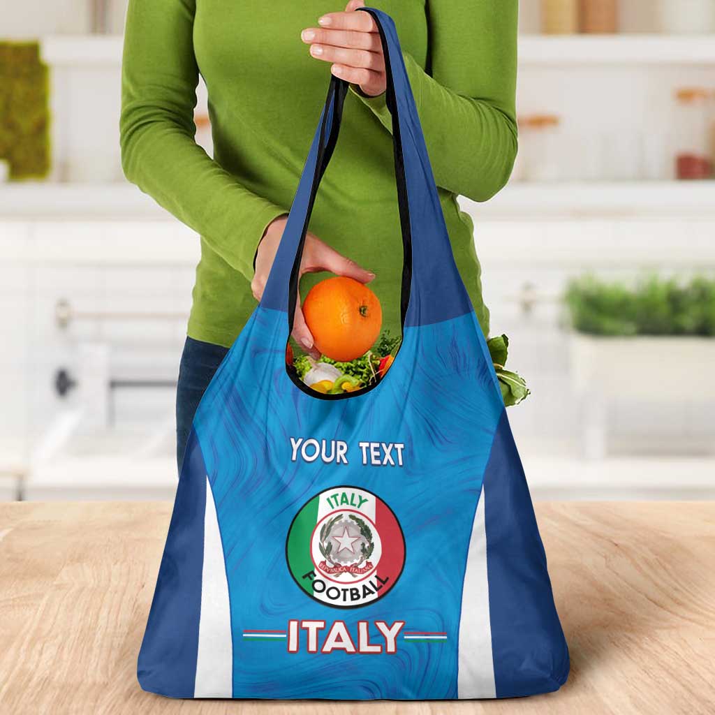 Custom Italy Football Grocery Bag Gli Azzurri Marble Pattern