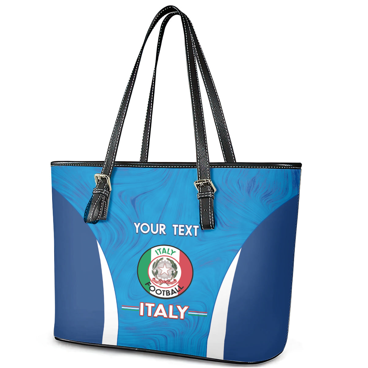 Custom Italy Football Leather Tote Bag 2024 Gli Azzurri Marble Pattern - Wonder Print Shop