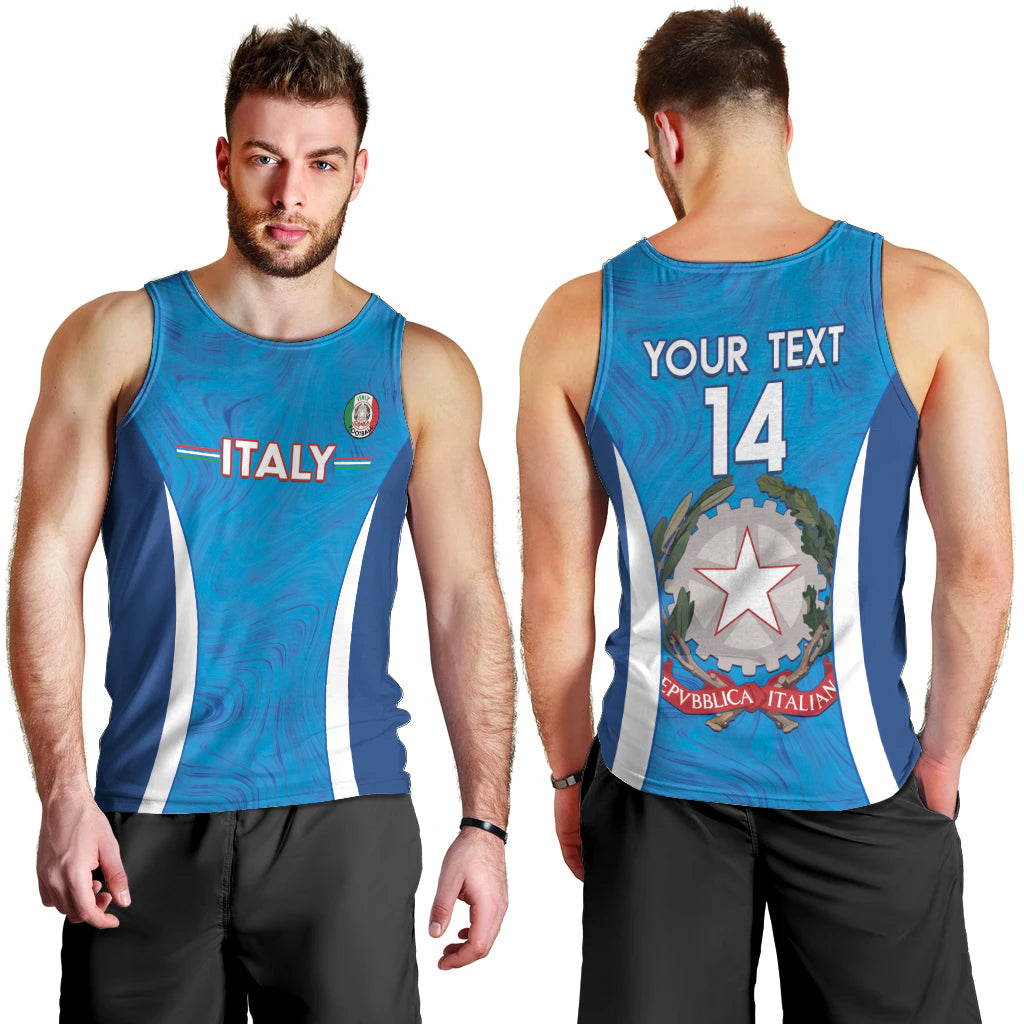 Custom Italy Football Men Tank Top 2024 Gli Azzurri Marble Pattern - Wonder Print Shop