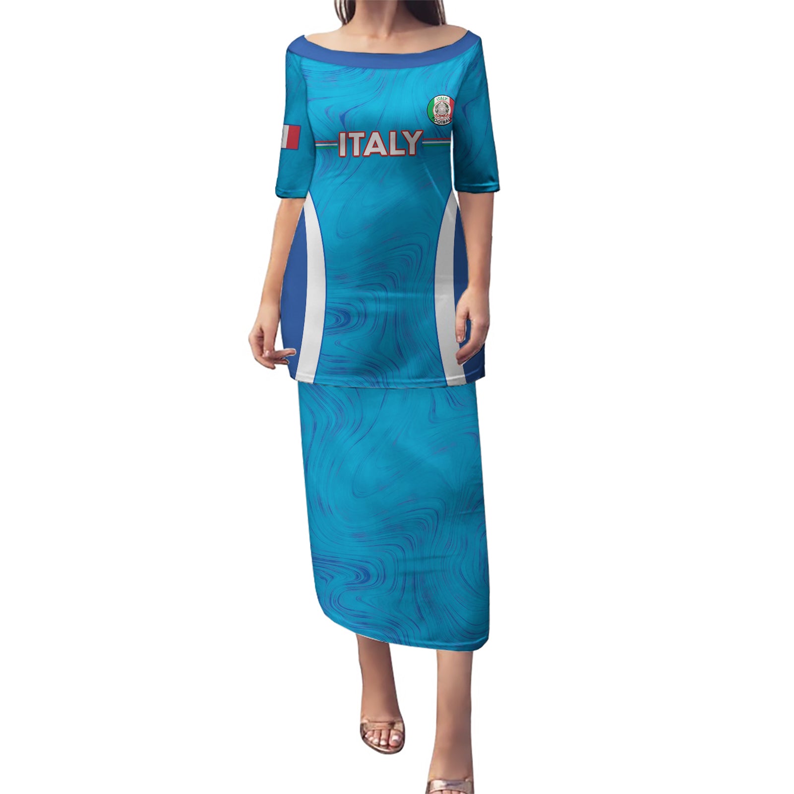 Custom Italy Football Puletasi 2024 Gli Azzurri Marble Pattern - Wonder Print Shop