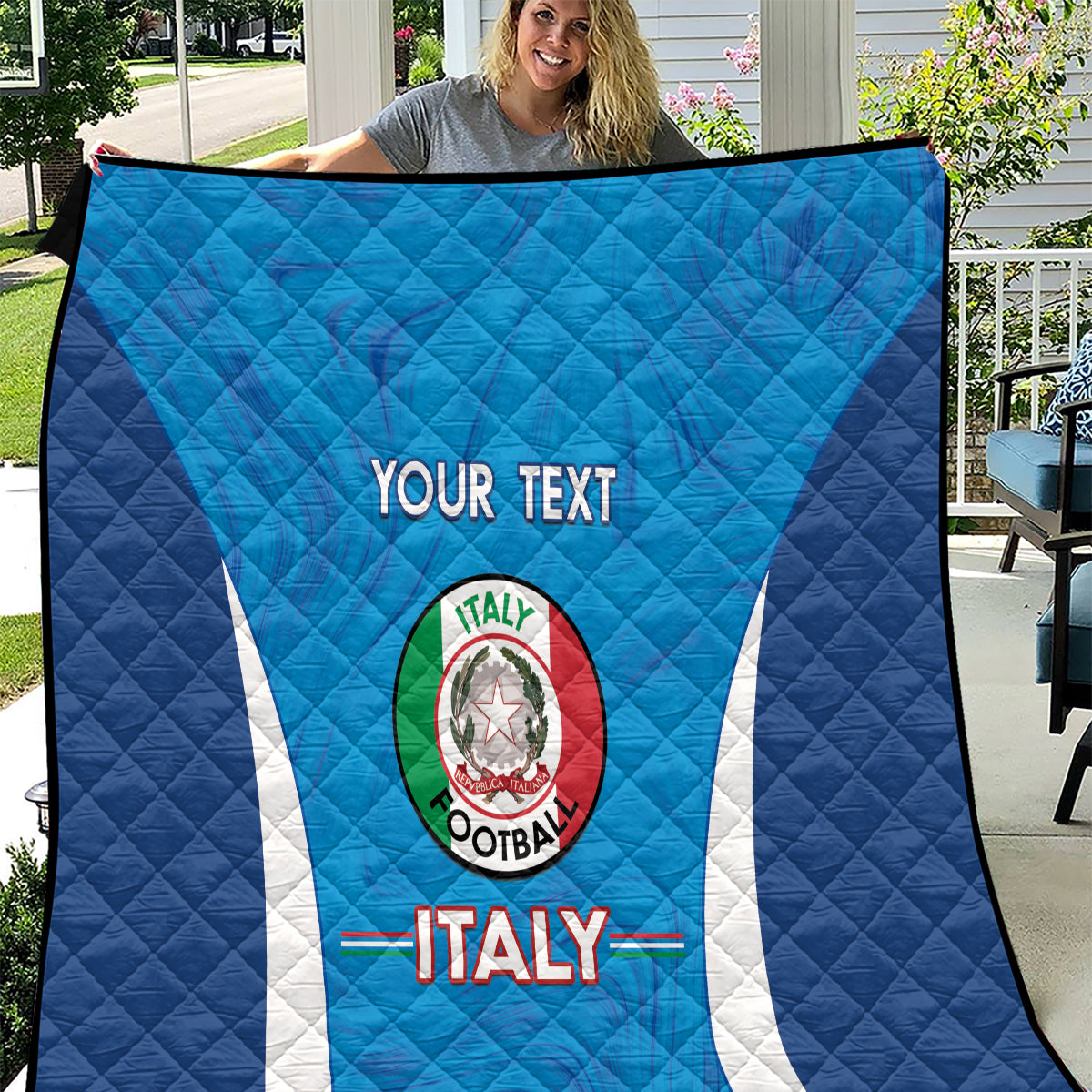 Custom Italy Football Quilt 2024 Gli Azzurri Marble Pattern - Wonder Print Shop