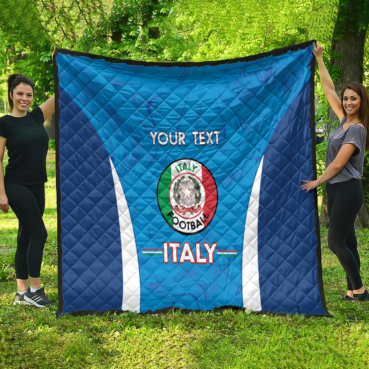 Custom Italy Football Quilt 2024 Gli Azzurri Marble Pattern - Wonder Print Shop