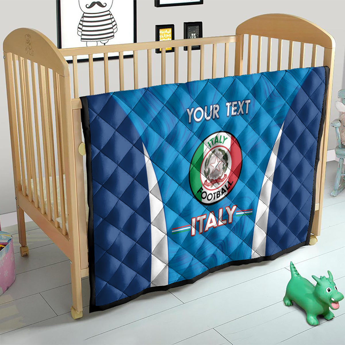 Custom Italy Football Quilt 2024 Gli Azzurri Marble Pattern - Wonder Print Shop