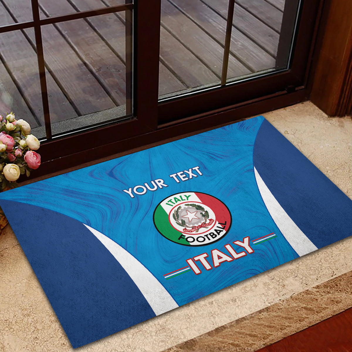 Custom Italy Football Rubber Doormat 2024 Gli Azzurri Marble Pattern - Wonder Print Shop