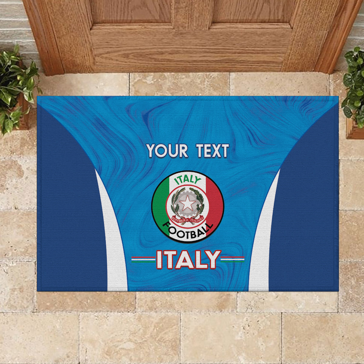 Custom Italy Football Rubber Doormat 2024 Gli Azzurri Marble Pattern - Wonder Print Shop