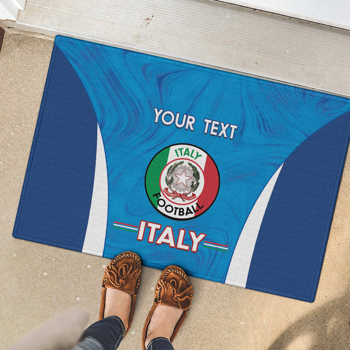Custom Italy Football Rubber Doormat 2024 Gli Azzurri Marble Pattern - Wonder Print Shop