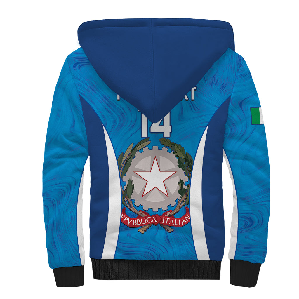 Custom Italy Football Sherpa Hoodie 2024 Gli Azzurri Marble Pattern - Wonder Print Shop