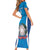 Custom Italy Football Short Sleeve Bodycon Dress 2024 Gli Azzurri Marble Pattern - Wonder Print Shop