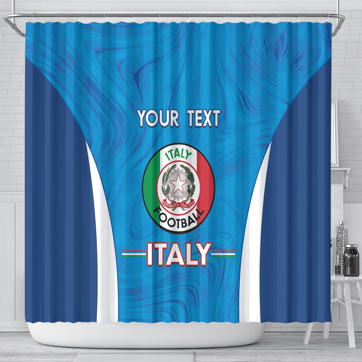 Custom Italy Football Shower Curtain 2024 Gli Azzurri Marble Pattern