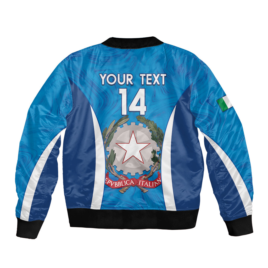 Custom Italy Football Sleeve Zip Bomber Jacket 2024 Gli Azzurri Marble Pattern - Wonder Print Shop