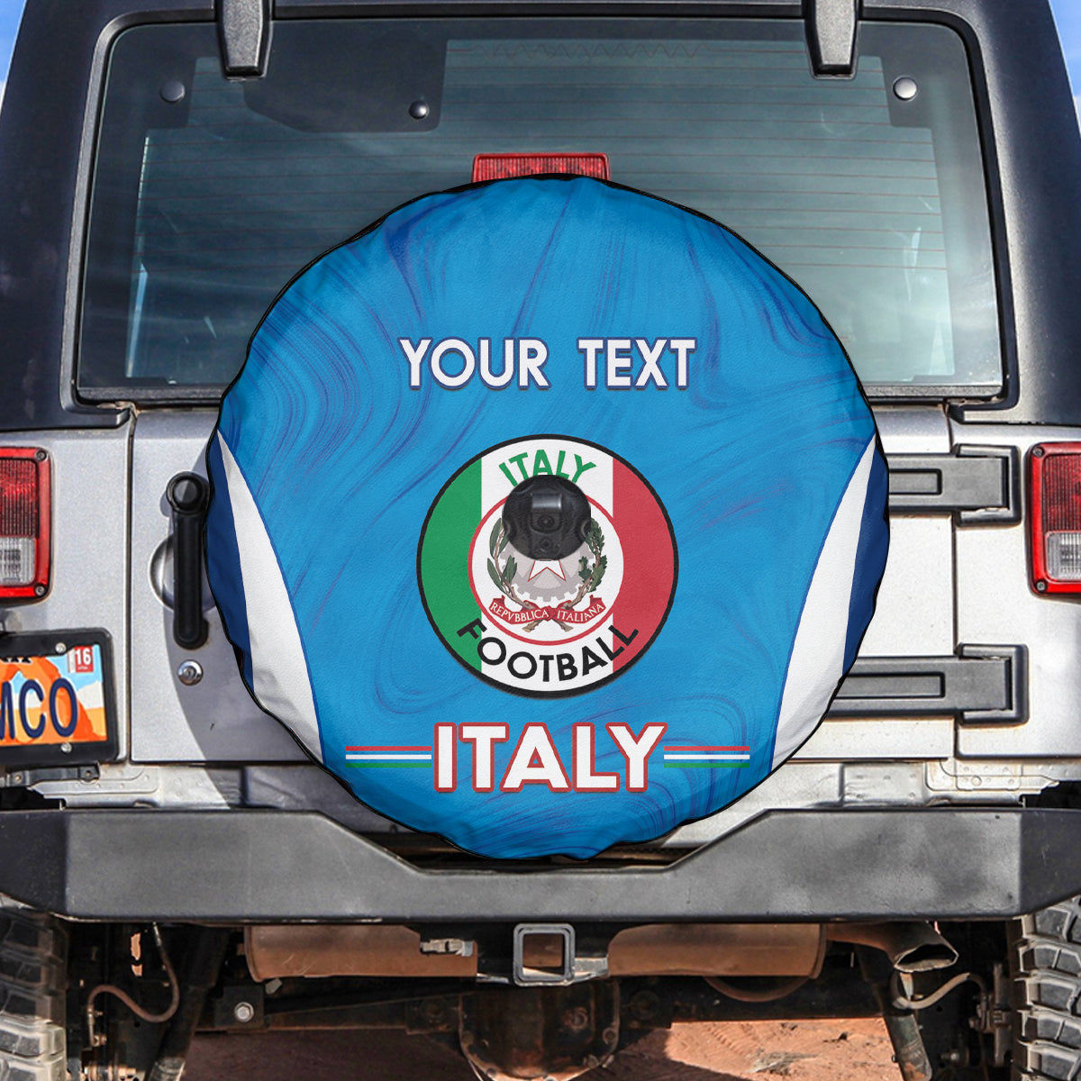 Custom Italy Football Spare Tire Cover 2024 Gli Azzurri Marble Pattern