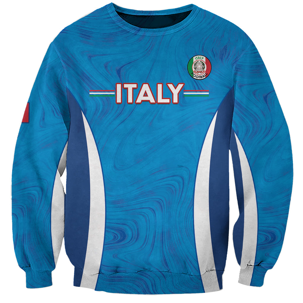 Custom Italy Football Sweatshirt 2024 Gli Azzurri Marble Pattern - Wonder Print Shop