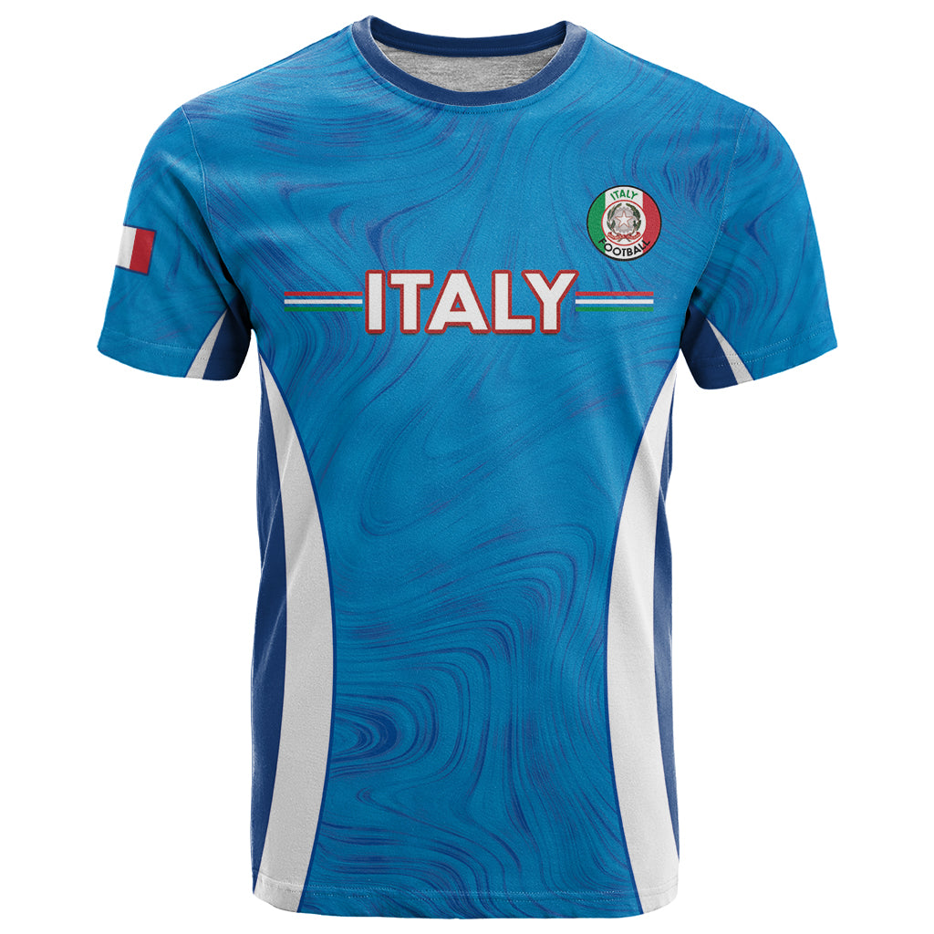Custom Italy Football T Shirt 2024 Gli Azzurri Marble Pattern - Wonder Print Shop