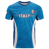 Custom Italy Football T Shirt 2024 Gli Azzurri Marble Pattern - Wonder Print Shop