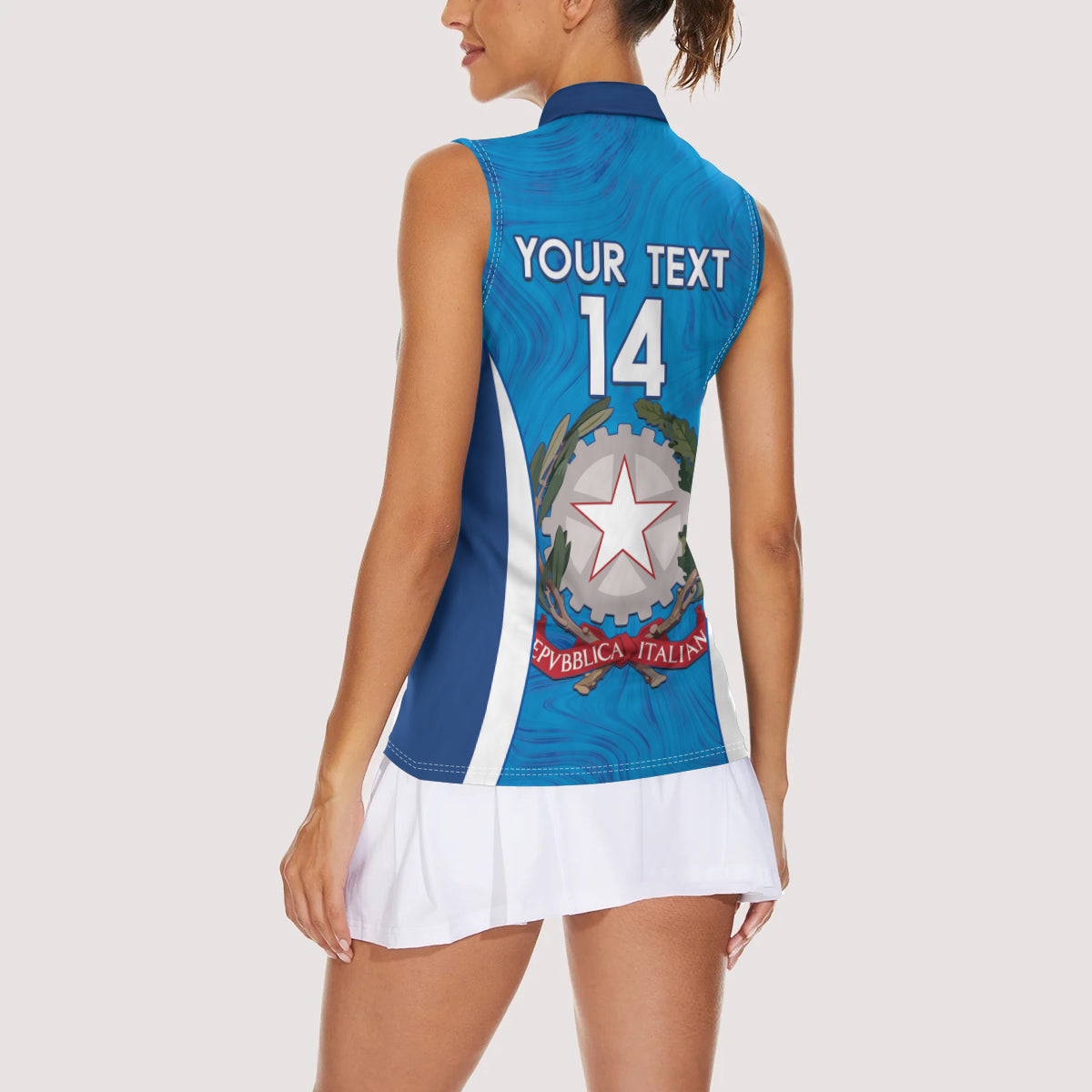 Custom Italy Football Women Sleeveless Polo Shirt 2024 Gli Azzurri Marble Pattern - Wonder Print Shop