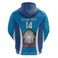Custom Italy Football Zip Hoodie 2024 Gli Azzurri Marble Pattern - Wonder Print Shop