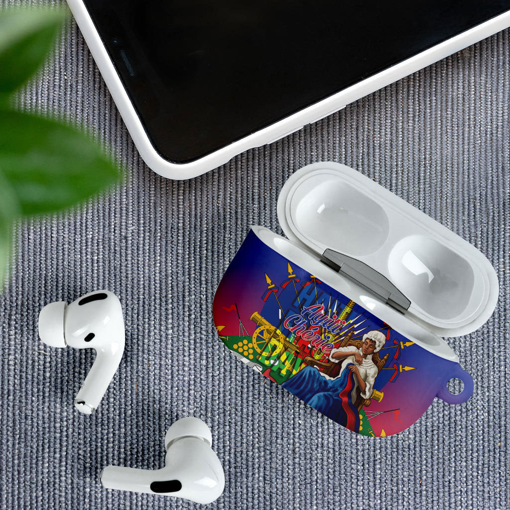 Catherine Flon Haiti Flag Day AirPods Case Ayiti Cherie Coat Of Arms