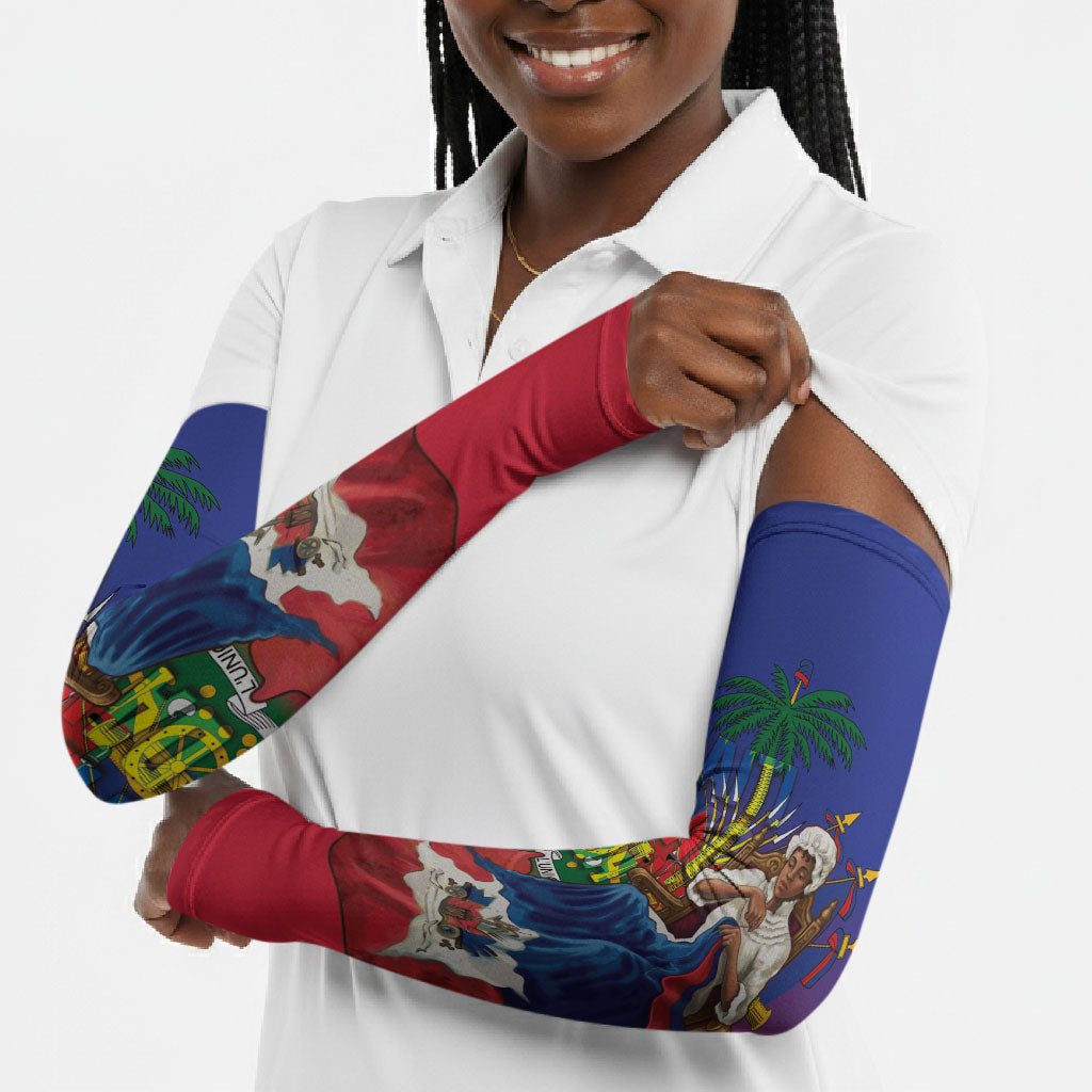Catherine Flon Haiti Flag Day Arm Sleeves Ayiti Cherie Coat Of Arms