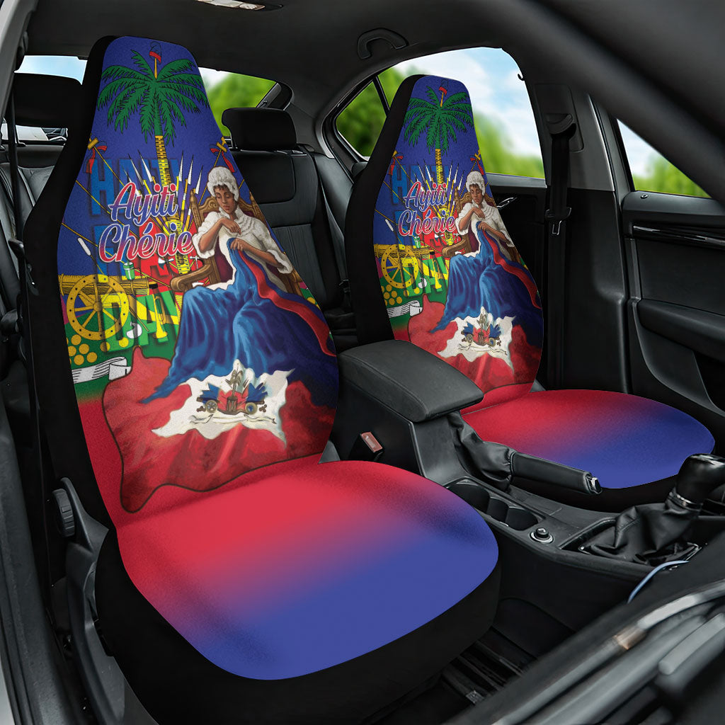 Catherine Flon Haiti Flag Day Car Seat Cover Ayiti Cherie Coat Of Arms