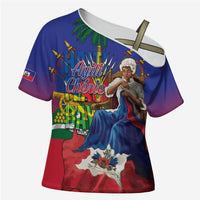 Catherine Flon Haiti Flag Day Cross Shoulder Shirt Ayiti Cherie Coat Of Arms