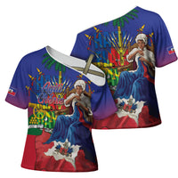 Catherine Flon Haiti Flag Day Cross Shoulder Shirt Ayiti Cherie Coat Of Arms