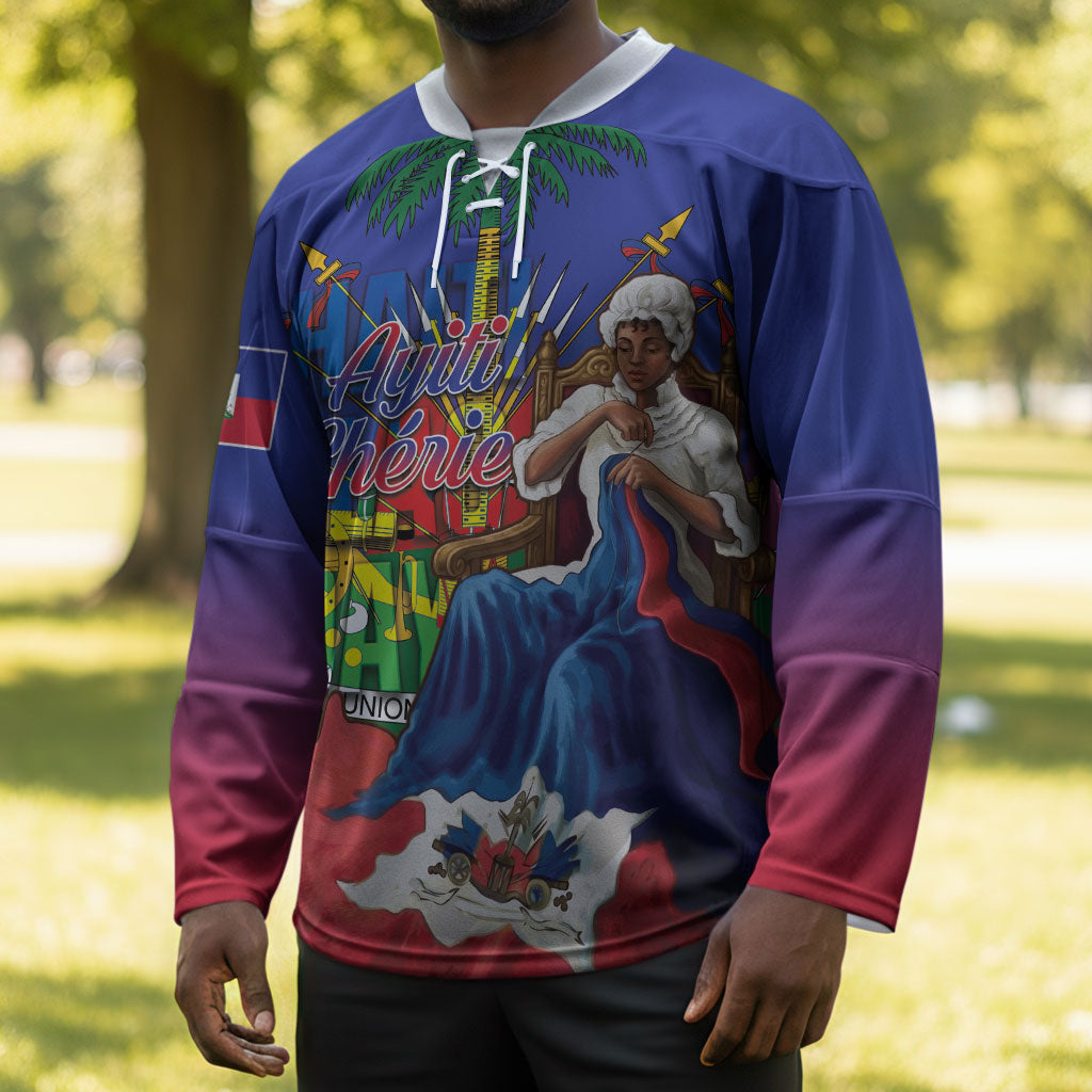 Catherine Flon Haiti Flag Day Hockey Jersey Ayiti Cherie Coat Of Arms