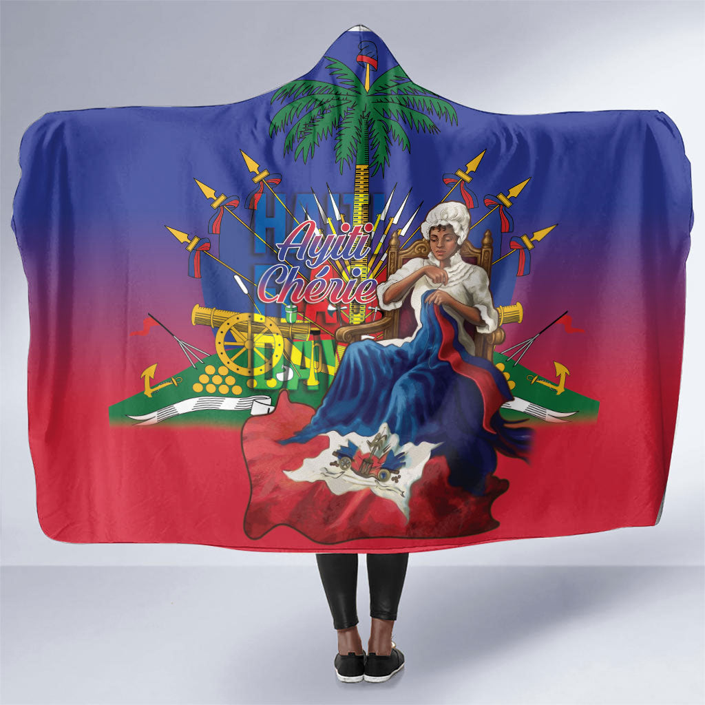 Catherine Flon Haiti Flag Day Hooded Blanket Ayiti Cherie Coat Of Arms