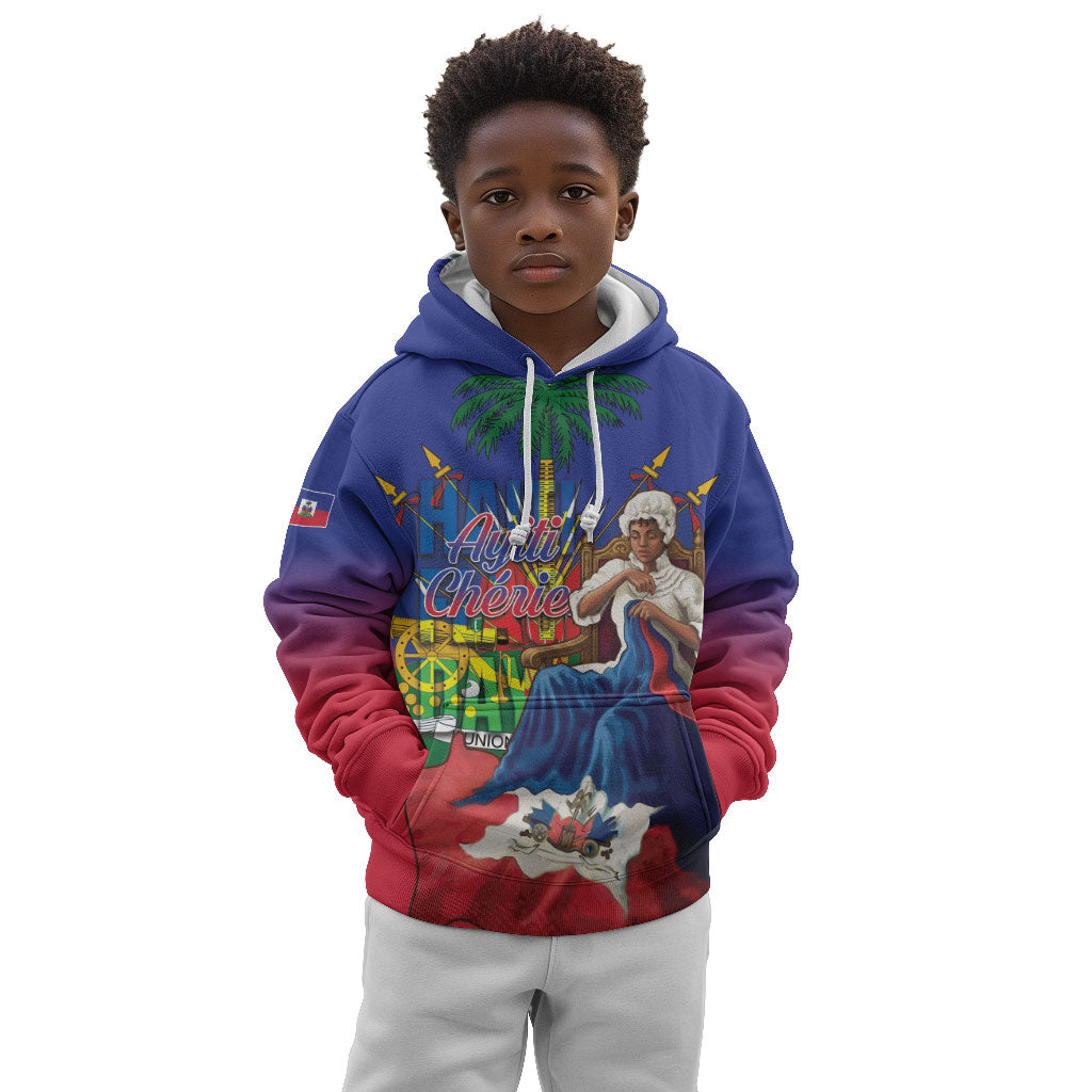 Catherine Flon Haiti Flag Day Kid Hoodie Ayiti Cherie Coat Of Arms