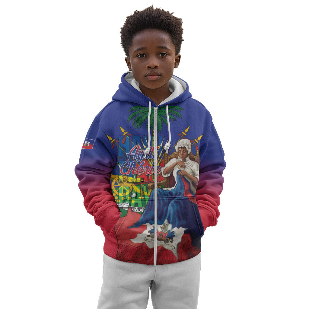 Catherine Flon Haiti Flag Day Kid Hoodie Ayiti Cherie Coat Of Arms