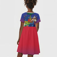 Catherine Flon Haiti Flag Day Kid Short Sleeve Dress Ayiti Cherie Coat Of Arms