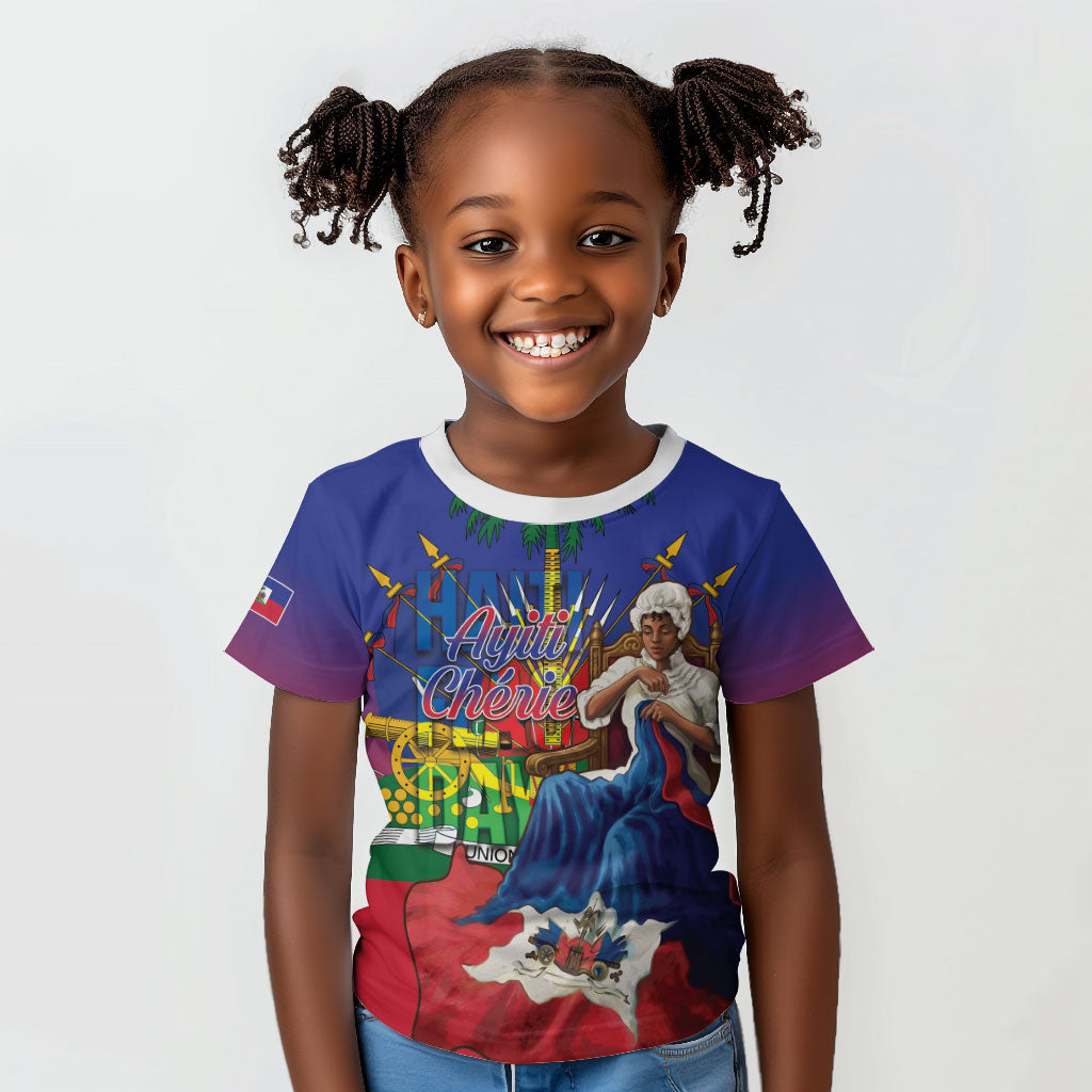 Catherine Flon Haiti Flag Day Kid T shirt Ayiti Cherie Coat Of Arms