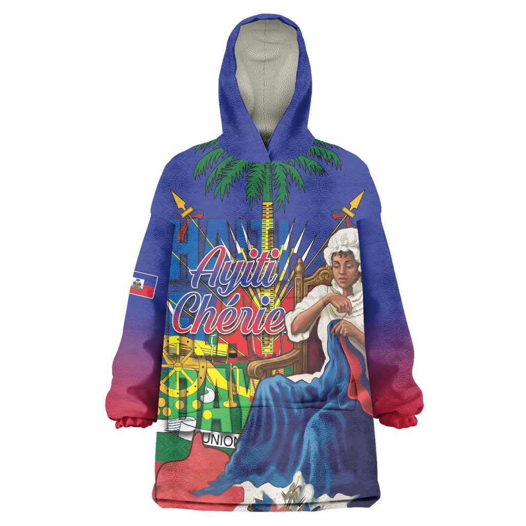 Catherine Flon Haiti Flag Day Kid Wearable Blanket Hoodie Ayiti Cherie Coat Of Arms