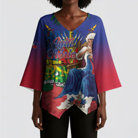 Catherine Flon Haiti Flag Day Kimono Sleeve Blouse Ayiti Cherie Coat Of Arms