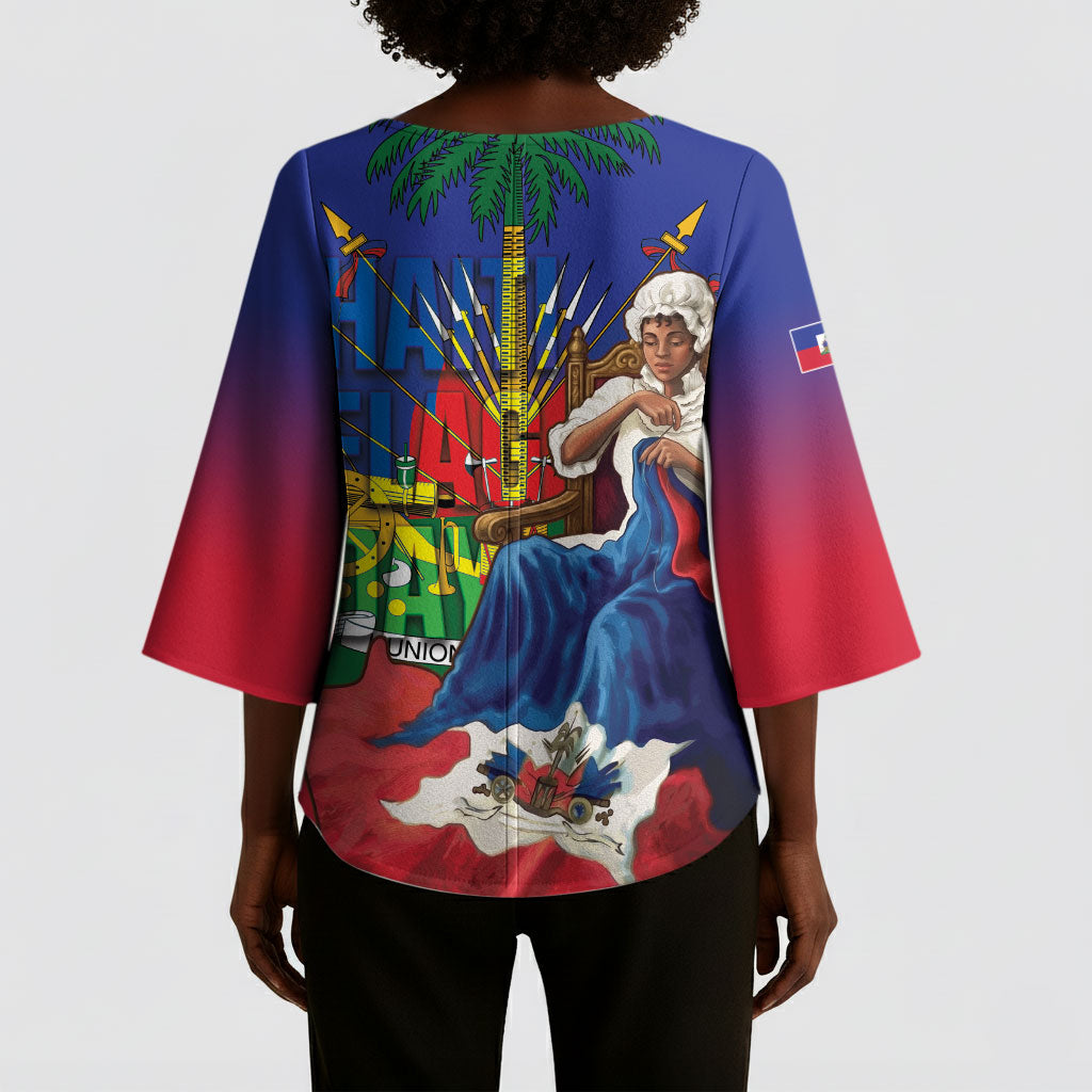 Catherine Flon Haiti Flag Day Kimono Sleeve Blouse Ayiti Cherie Coat Of Arms