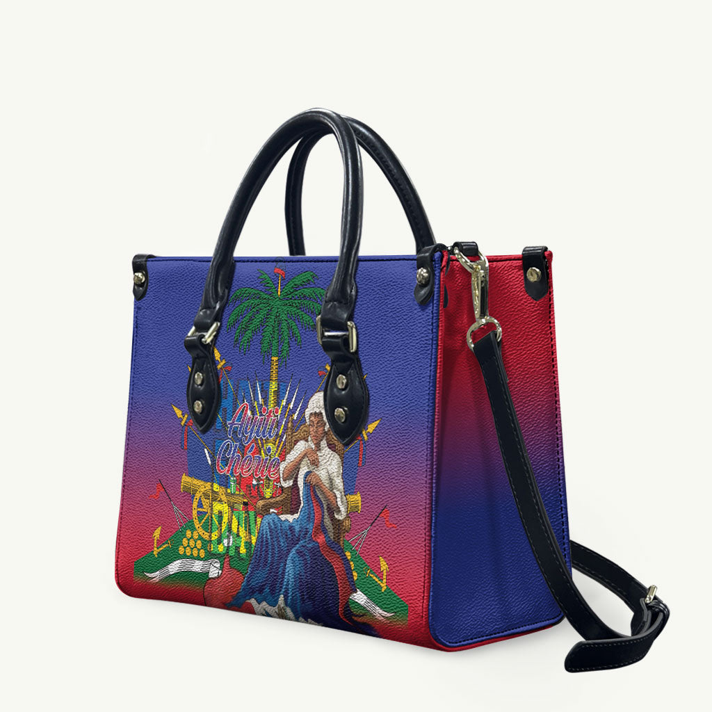 Catherine Flon Haiti Flag Day Leather Bag Ayiti Cherie Coat Of Arms