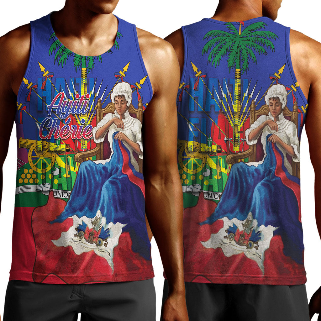 Catherine Flon Haiti Flag Day Men Tank Top Ayiti Cherie Coat Of Arms