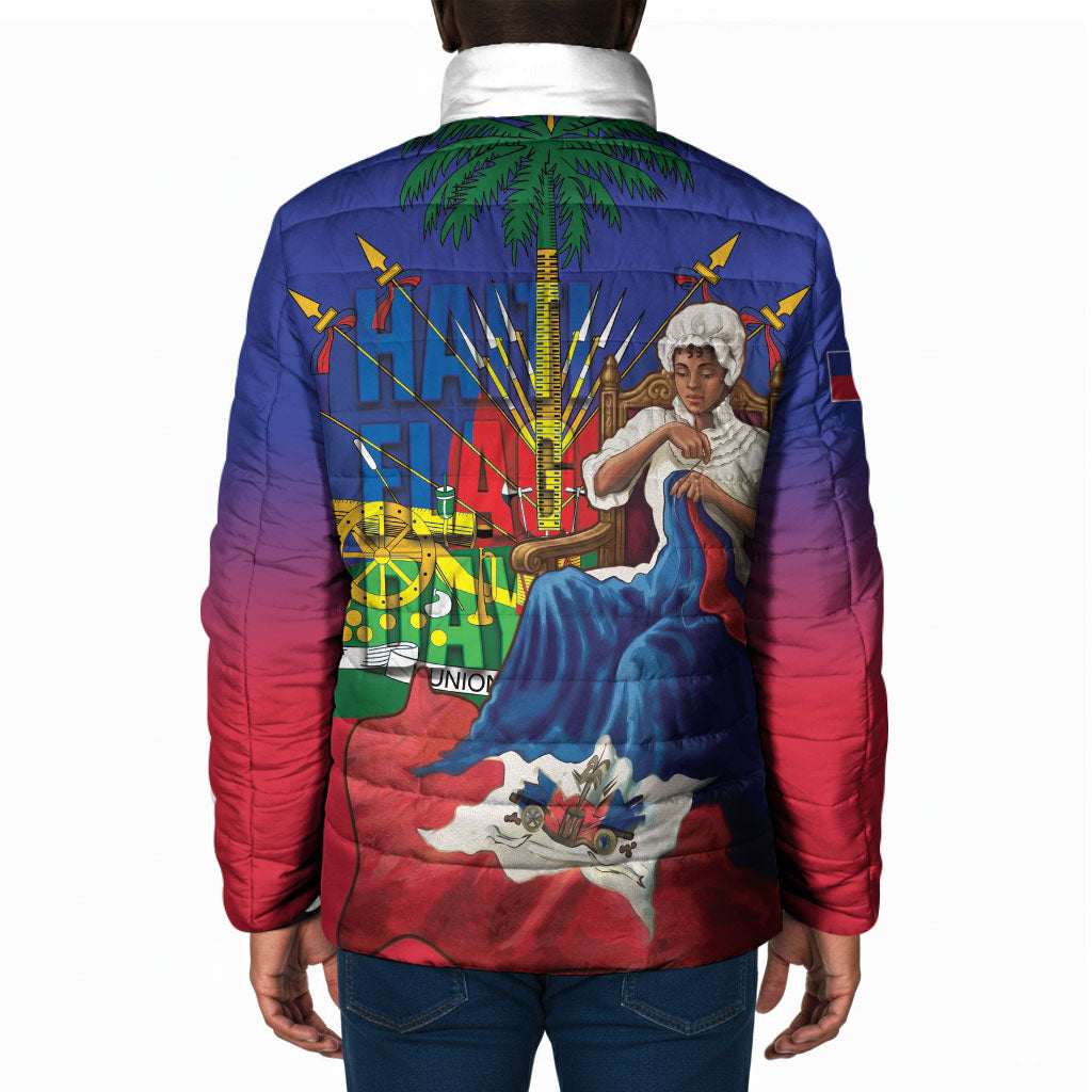 Catherine Flon Haiti Flag Day Padded Jacket Ayiti Cherie Coat Of Arms