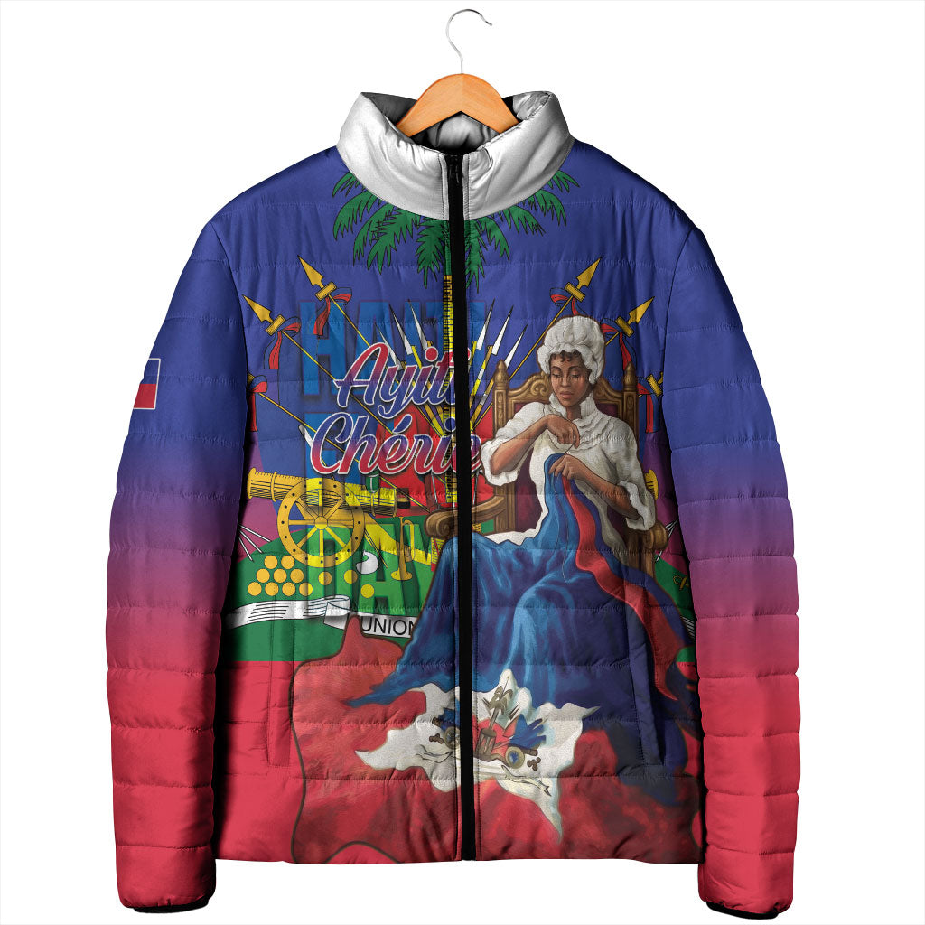 Catherine Flon Haiti Flag Day Padded Jacket Ayiti Cherie Coat Of Arms