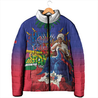 Catherine Flon Haiti Flag Day Padded Jacket Ayiti Cherie Coat Of Arms