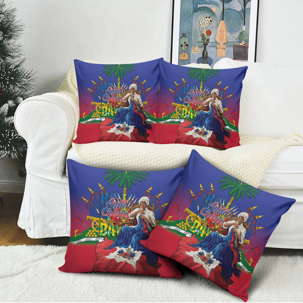 Catherine Flon Haiti Flag Day Pillow Cover Ayiti Cherie Coat Of Arms