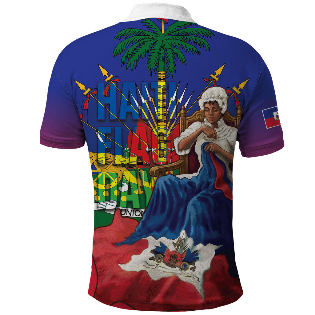 Catherine Flon Haiti Flag Day Polo Shirt Ayiti Cherie Coat Of Arms