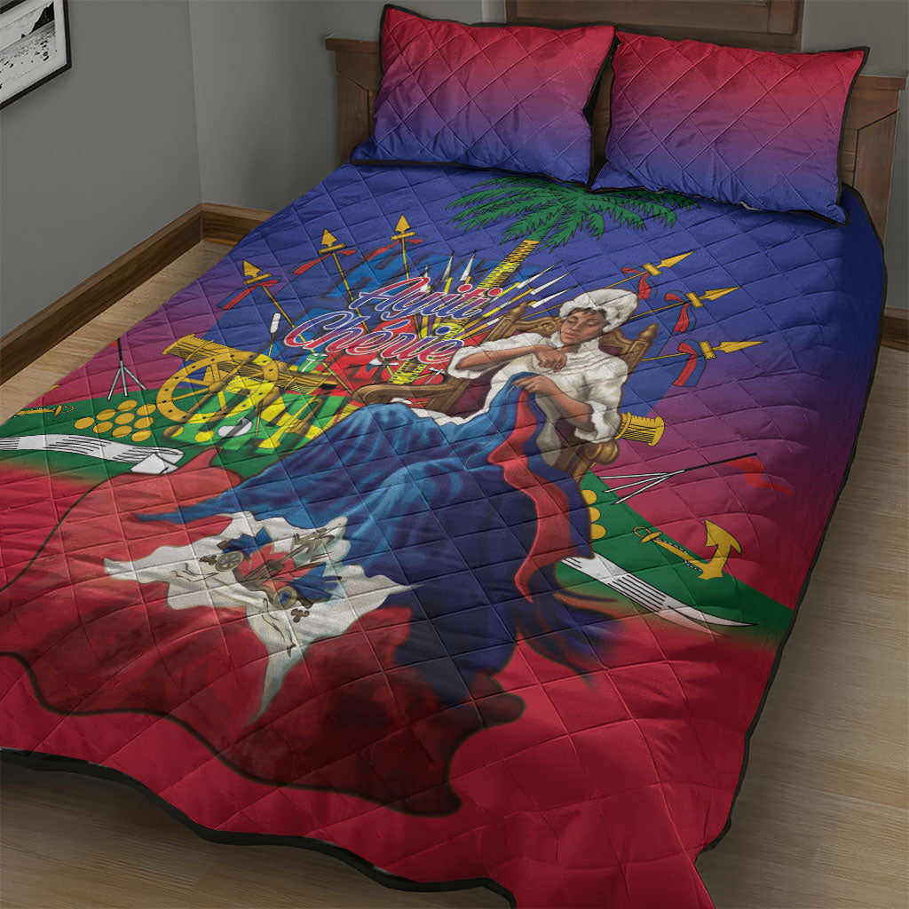 Catherine Flon Haiti Flag Day Quilt Bed Set Ayiti Cherie Coat Of Arms