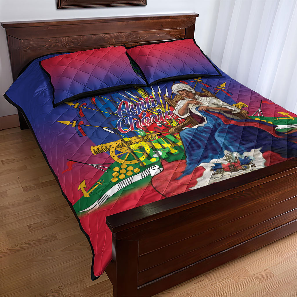 Catherine Flon Haiti Flag Day Quilt Bed Set Ayiti Cherie Coat Of Arms
