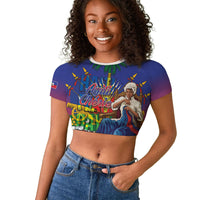 Catherine Flon Haiti Flag Day Raglan Cropped T shirt Ayiti Cherie Coat Of Arms