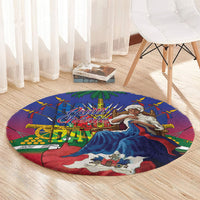Catherine Flon Haiti Flag Day Round Carpet Ayiti Cherie Coat Of Arms