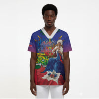 Catherine Flon Haiti Flag Day Scrub Top Ayiti Cherie Coat Of Arms