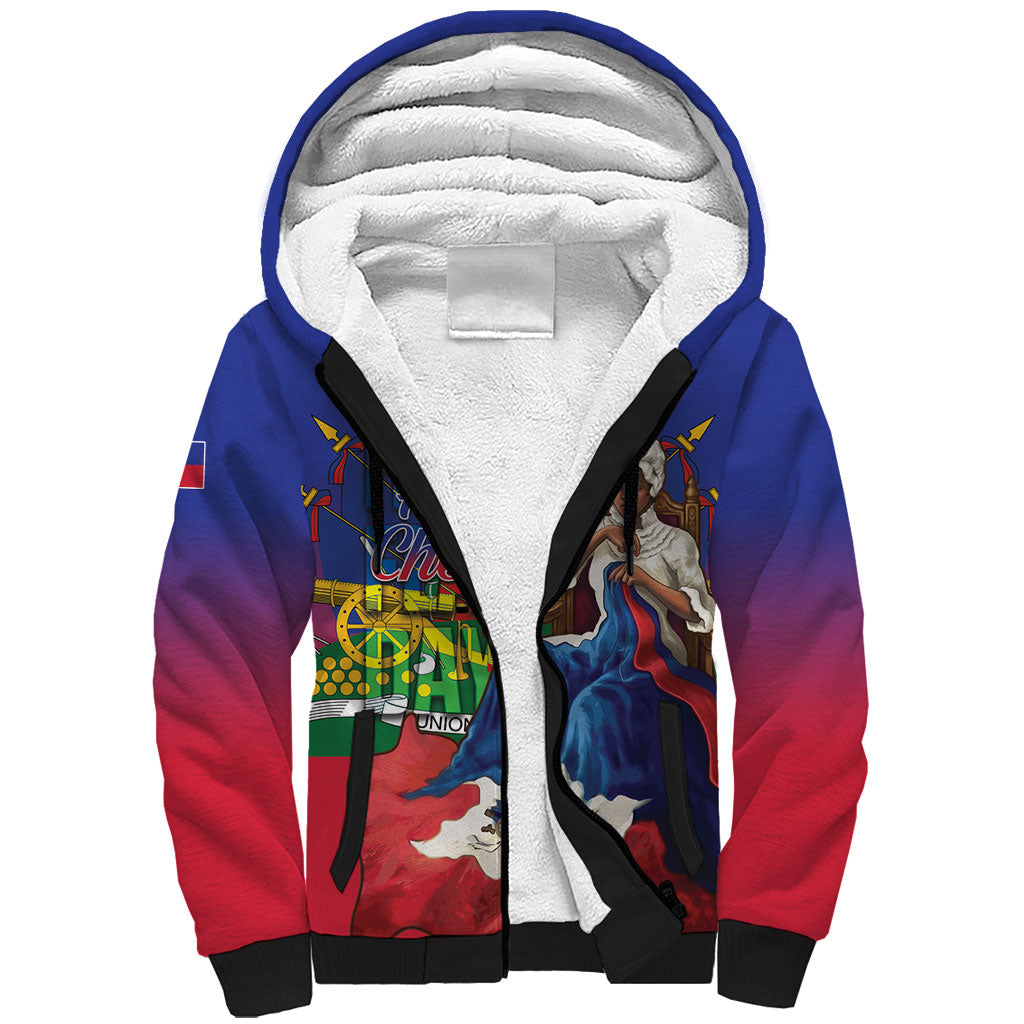 Catherine Flon Haiti Flag Day Sherpa Hoodie Ayiti Cherie Coat Of Arms