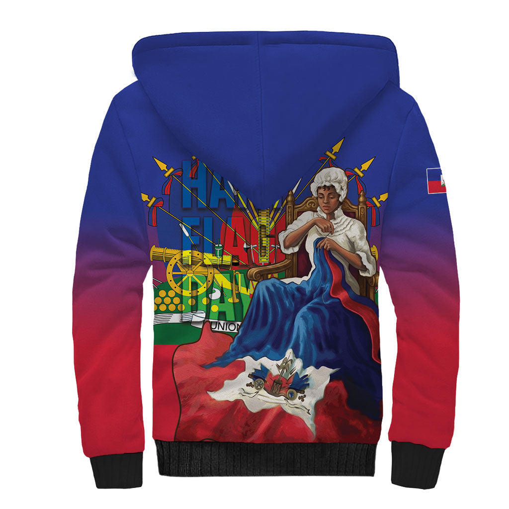 Catherine Flon Haiti Flag Day Sherpa Hoodie Ayiti Cherie Coat Of Arms